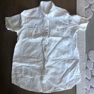 New ellen Tracy white linen button down shirt size small short sleeve blouse